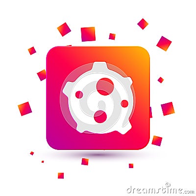 White Asteroid icon isolated on white background. Square color button. Vector Vector Illustration