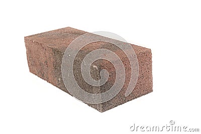 white background. brick made of concrete. multi-colored block for laying a post on the fence. close-up Stock Photo