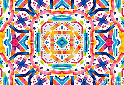 White background with colorful shapes, abstract concentric pattern Stock Photo