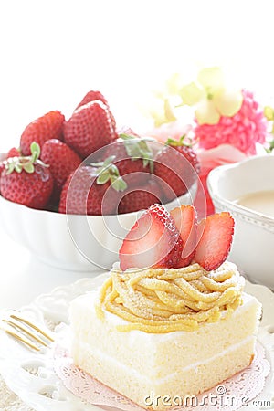 Strawberry and marron cake Stock Photo