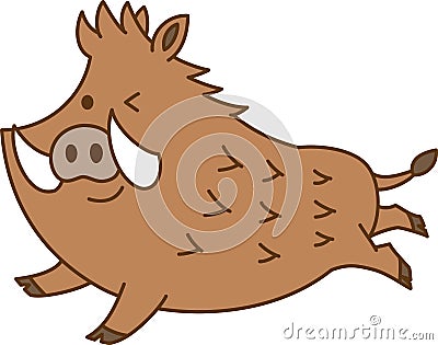 Cute running wild boar vector illustration.Emotions wink. Vector Illustration