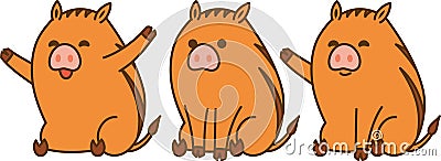 Cute wild boar vector illustration.White Background.Flat design. Vector Illustration