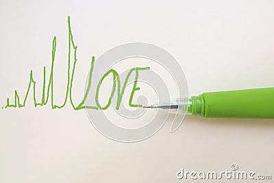 On a white background pen the word love handwritten Stock Photo