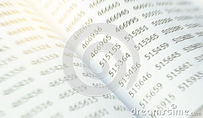 White background with many numbers focus zoom in perspective Stock Photo