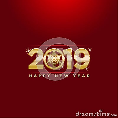2019 on White Background, New Year 2019, 3D Illustration, Happy New Year 2019 Vector Illustration