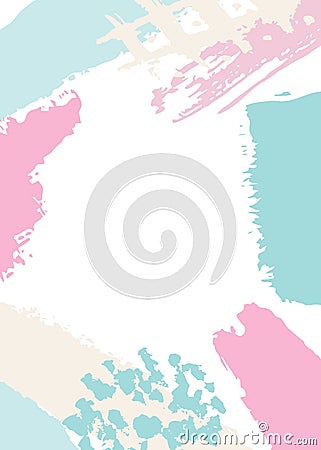 White background with pastel pink, blue and beige abstract stains Vector Illustration