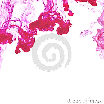 White background with pink ink in water Stock Photo