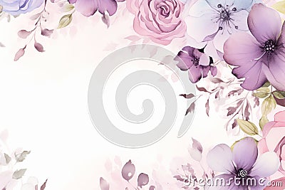 White background with purple and pink flowers. Copy space Stock Photo