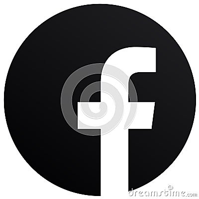 White background rounded black & white facebook logo Vector Illustration