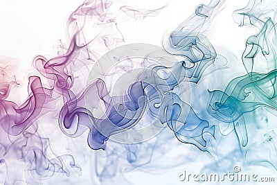 A white background with smoke in various colors and shapes, creating an abstract pattern. the colors include blue, purple, pi Cartoon Illustration