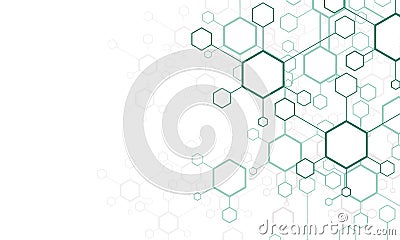 White background with turquoise color molecular lattice pattern Vector Illustration