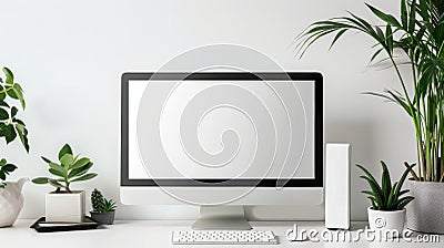 A white background is used to isolate a computer screen display Stock Photo