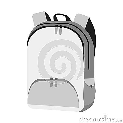 White backpack front view. Bag for study with Orthopedic back in simple modern design. study concept mockup. vector illustration Cartoon Illustration