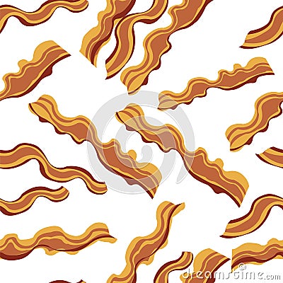 White bacon vector textile print food seamless pattern. Vector Illustration