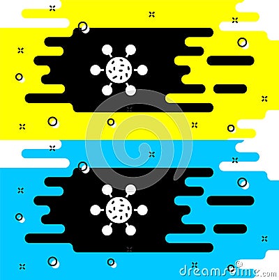 White Bacteria icon isolated on black background. Bacteria and germs, microorganism disease causing, cell cancer Vector Illustration