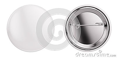 White badge pin brooch isolated on white mock-up Stock Photo