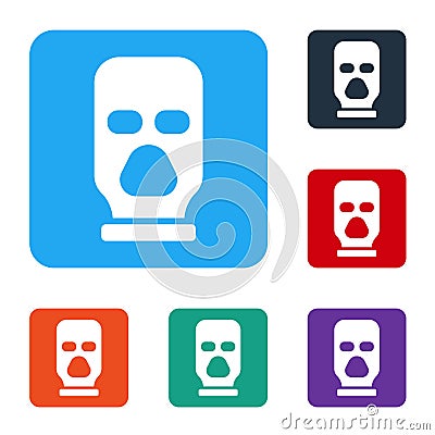 White Balaclava icon isolated on white background. A piece of clothing for winter sports or a mask for a criminal or a thief. Set Stock Photo