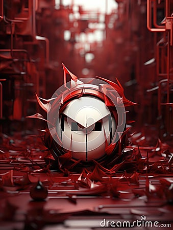 A white ball with red spikes on top of it, AI Stock Photo