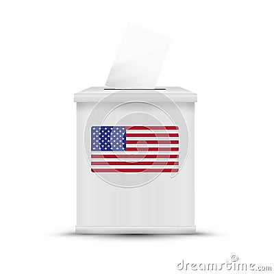 White ballot box isolated Vector Illustration