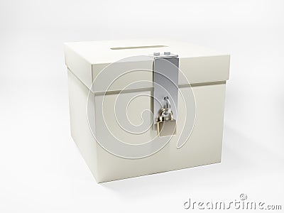 White ballot box secured with padlock Stock Photo