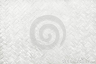 White bamboo weaving pattern, woven rattan mat texture for background and design art work Stock Photo