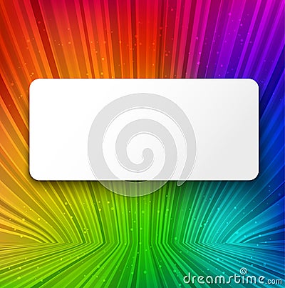 White banner on colorful striped background Vector Illustration