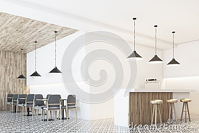 White bar interior, stools, corner Stock Photo