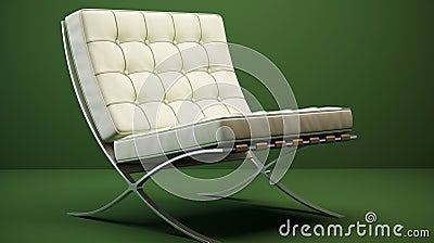 White barcelona chair on green. interior design scene with a white modern chair. generative ai Stock Photo