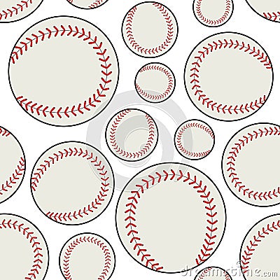 White Baseball Ball Seamless Pattern Vector Illustration