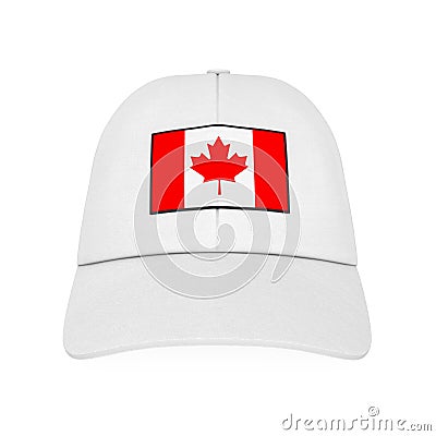 White Baseball Cap with Canada Flag. 3d Rendering Stock Photo