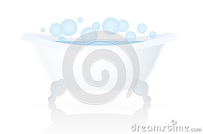 White Bath (tub, bathtub) with bubbles Vector Illustration