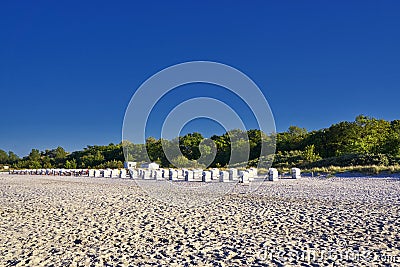 White beach chairs at the baltic sea Stock Photo