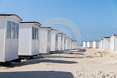 White beach houses in Denmark Stock Photo