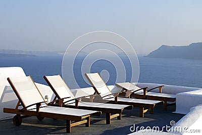 White beach loungers Stock Photo