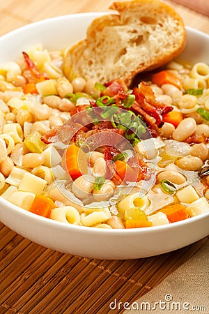 White Bean and Pasta Soup Stock Photo