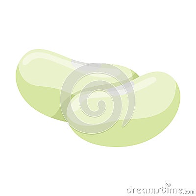 White bean vector icon.Cartoon vector icon isolated on white background white bean. Vector Illustration