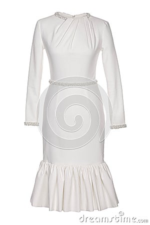 White beautiful dress isolated on white background Stock Photo