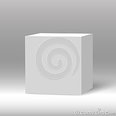 White beautiful realistic 3d cube vector on shaded background Vector Illustration