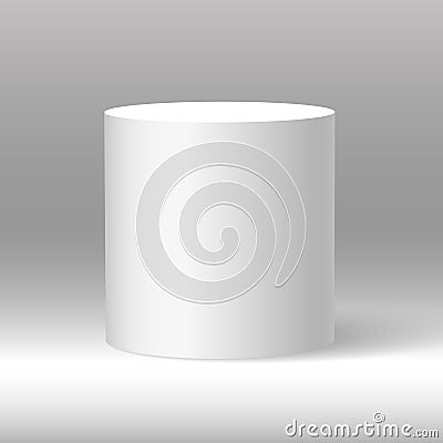 White beautiful realistic 3d cylinder vector on shaded background Vector Illustration