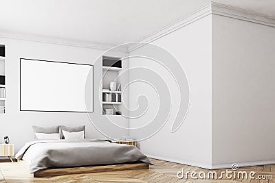 White bedroom interior, poster, wall Stock Photo