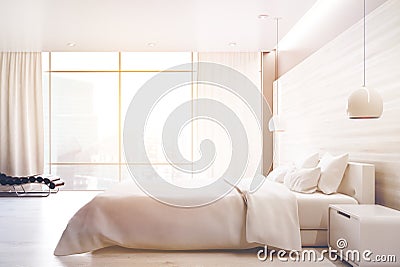 White bedroom, side, toned Stock Photo