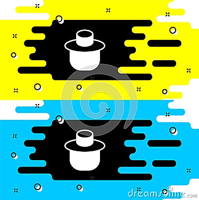 White Beekeeper with protect hat icon isolated on black background. Special protective uniform. Vector Vector Illustration