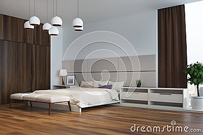 White and beige bedroom, corner Stock Photo