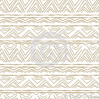 White and Beige horizontal Seamless repeat pattern. Random rough, twisted part of triangles or broken lines, part of circles Vector Illustration