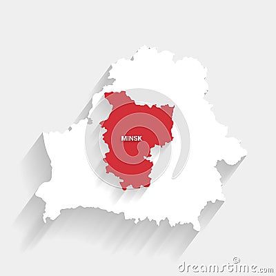 White Belarus and Minsk map on gray background, vector, illustration Vector Illustration