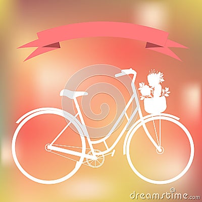 White bicycle on the colorful blured background Vector Illustration