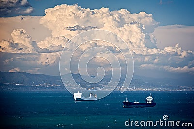 White big Clouds over Barcelona, Spain Stock Photo