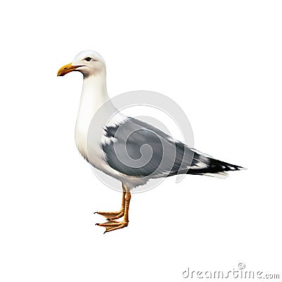 White bird seagull standing Stock Photo