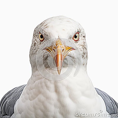 Dynamic Grey Seagull Close-up With Exaggerated Facial Expressions Stock Photo