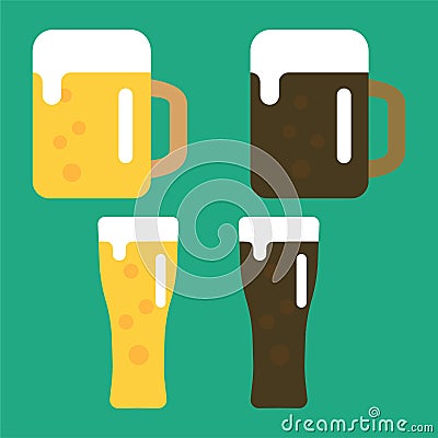 White and black beer Vector Illustration